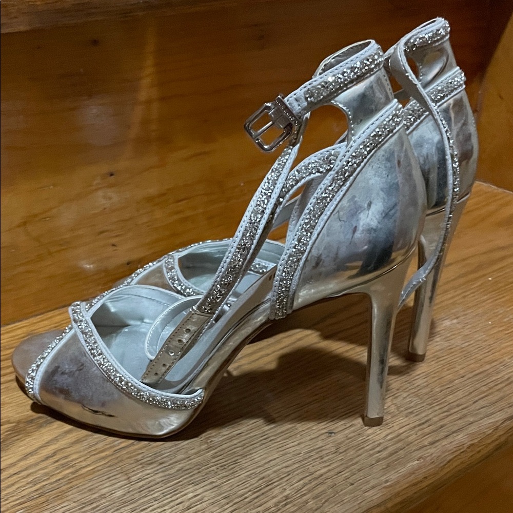 Elegant Silver Strappy Heels